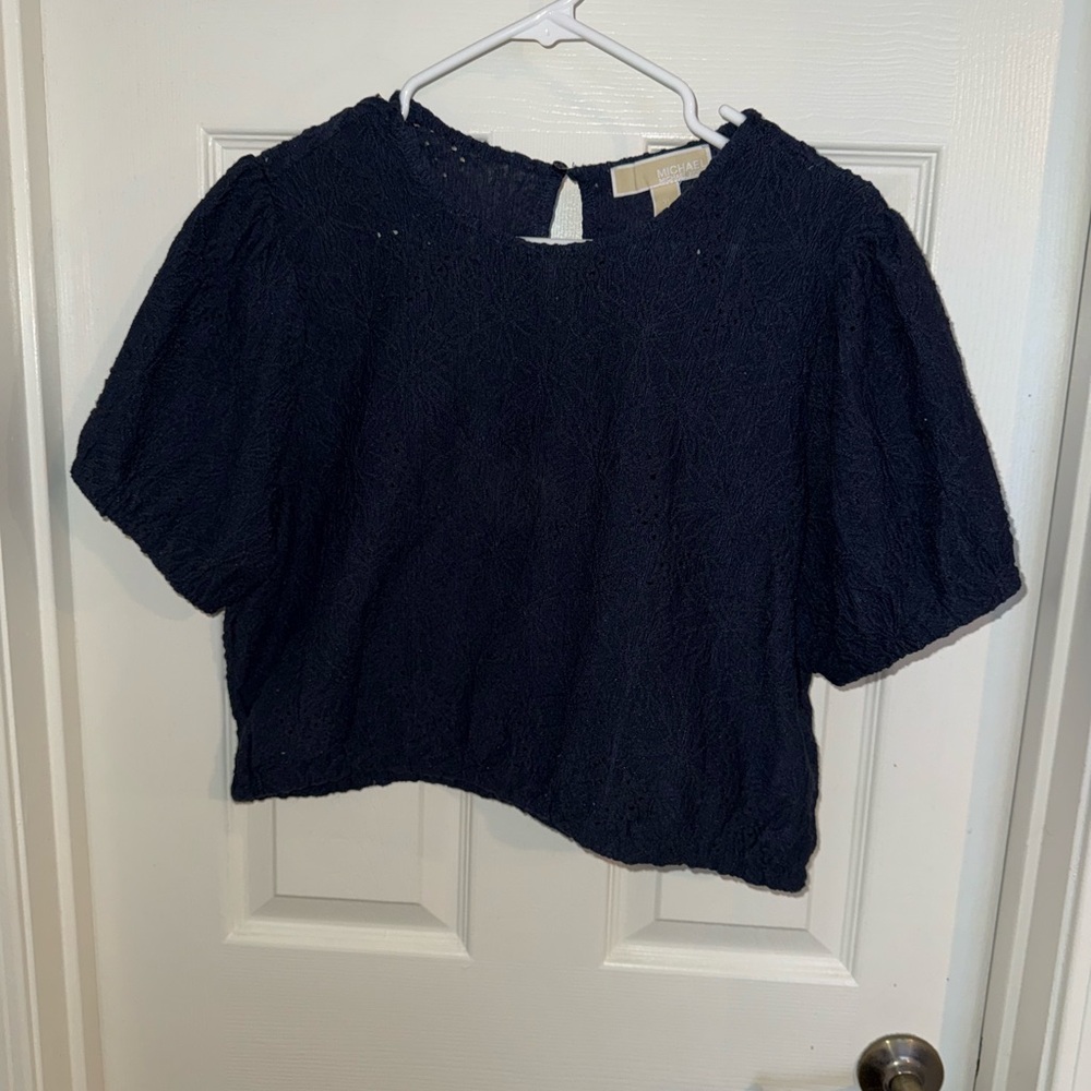 MICHAEL Michael Kors Navy Textured Blouse
